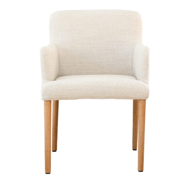 The Skye dining chair combines modern design with the natural warmth and durability of solid oak. Upholstered with 100% Polyester fabric, which comes in four shades, the Skye is a versatile accent that can be easily incorporated into various interior styles, while its oak frame ensures longevity and timeless appeal. Minor assembly required.
