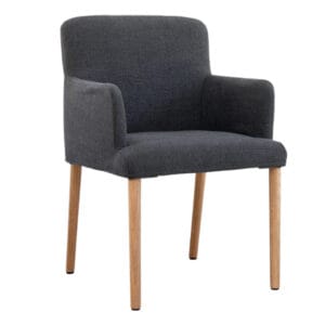 The Skye dining chair combines modern design with the natural warmth and durability of solid oak. Upholstered with 100% Polyester fabric, which comes in four shades, the Skye is a versatile accent that can be easily incorporated into various interior styles, while its oak frame ensures longevity and timeless appeal. Minor assembly required.