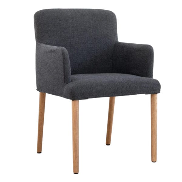The Skye dining chair combines modern design with the natural warmth and durability of solid oak. Upholstered with 100% Polyester fabric, which comes in four shades, the Skye is a versatile accent that can be easily incorporated into various interior styles, while its oak frame ensures longevity and timeless appeal. Minor assembly required.