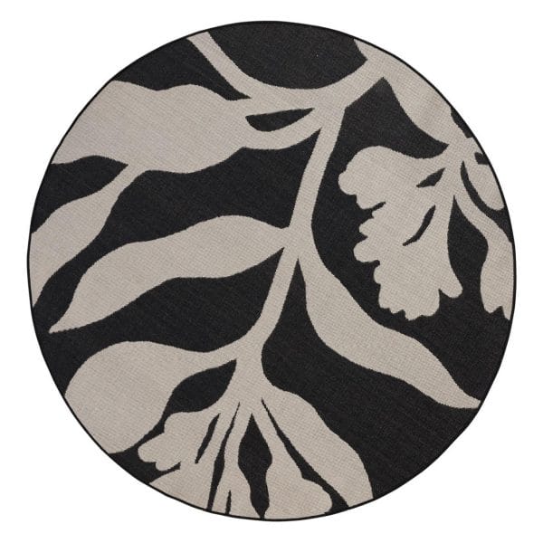 Wildvine Round Rug in Ebony