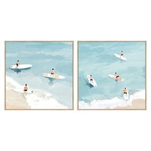 Surfers Side Up Wall Art Set of 2 in Calypso