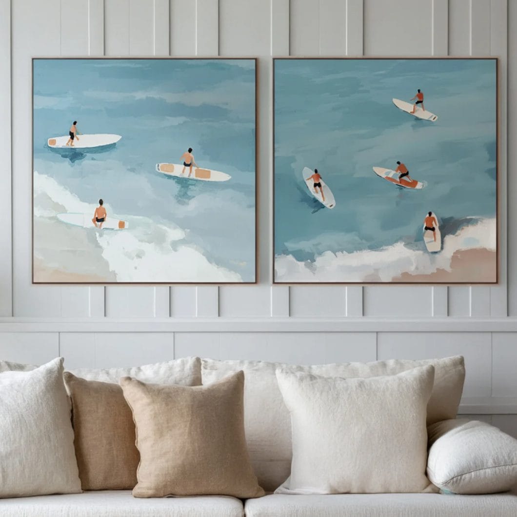 Surfers Side Up Wall Art Set of 2 in Calypso - Image 2