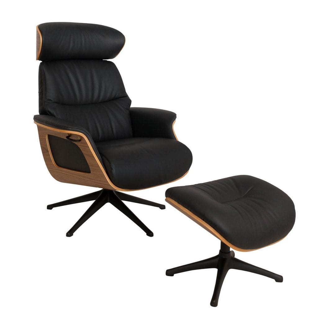Duke Leather Occasional Chair Set in Obsidian