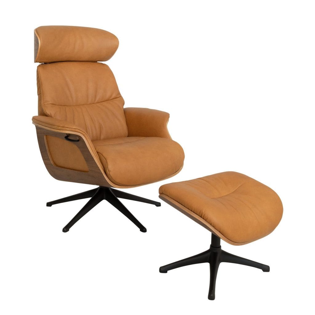 Duke Leather Occasional Chair Set in Cognac