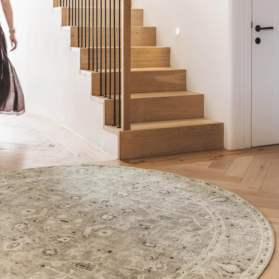 Baroness Round Rug in Limestone - Image 3