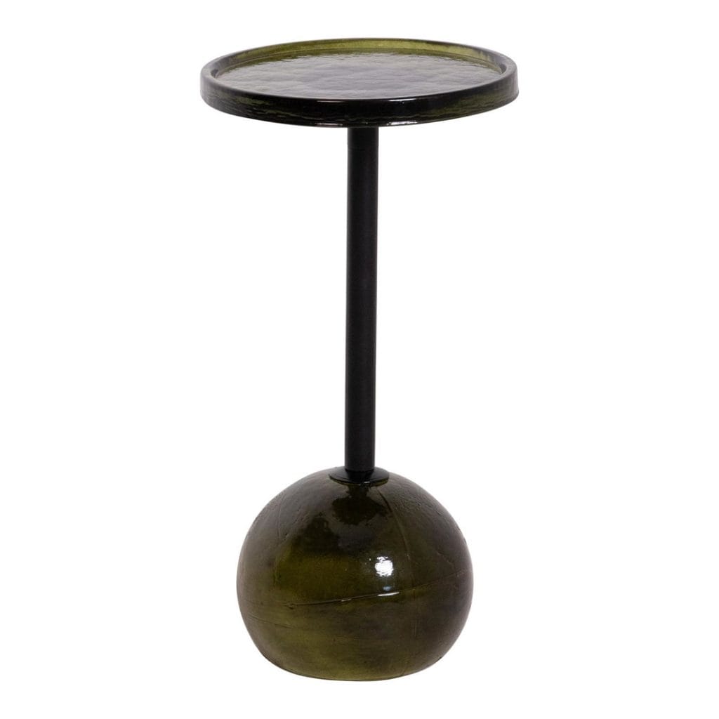 Dew Drops Glass Side Table in Moss